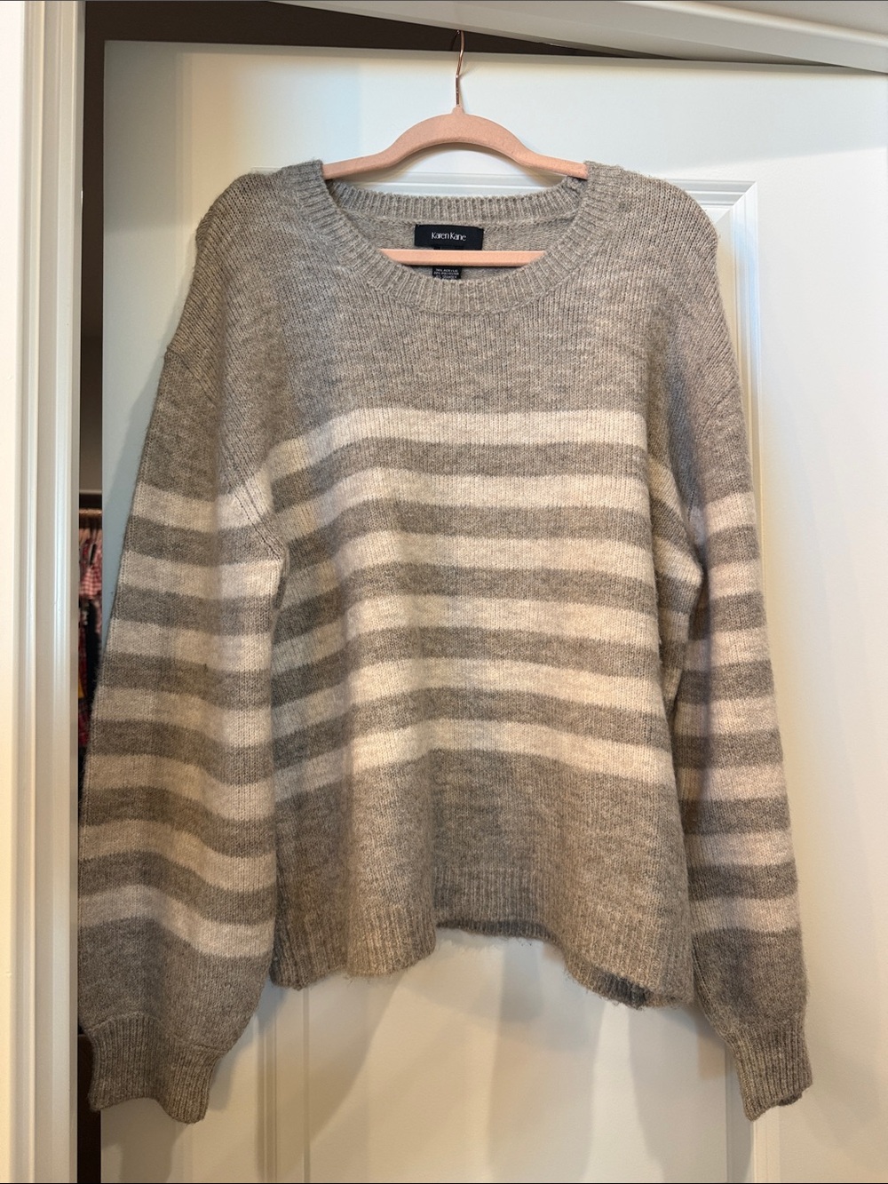 Karen Kane Gray Ivory Striped Oversized Sweater XL